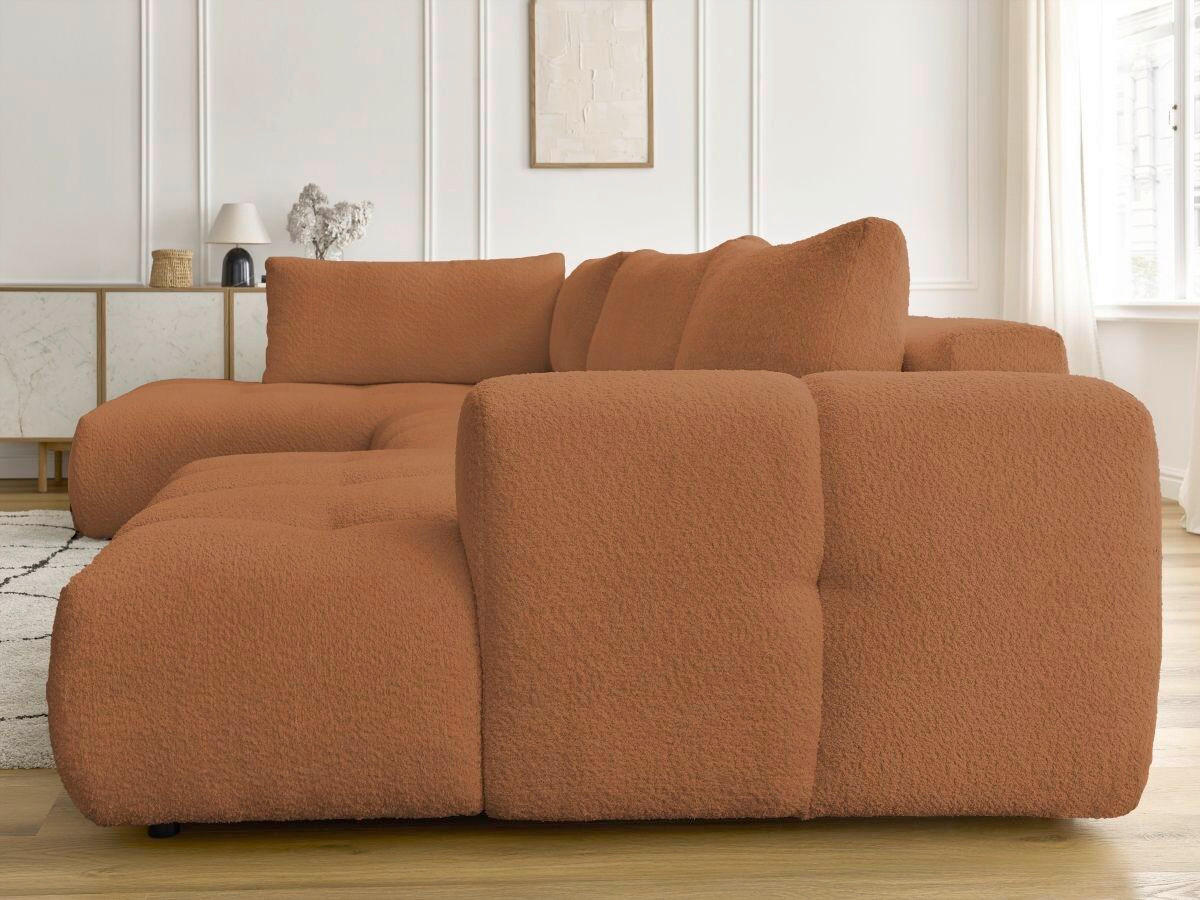 WOHNLANDSCHAFT  FUJI  Orange Bouclé  - Schwarz/Orange, MODERN, Kunststoff/Textil (204/377/160cm)