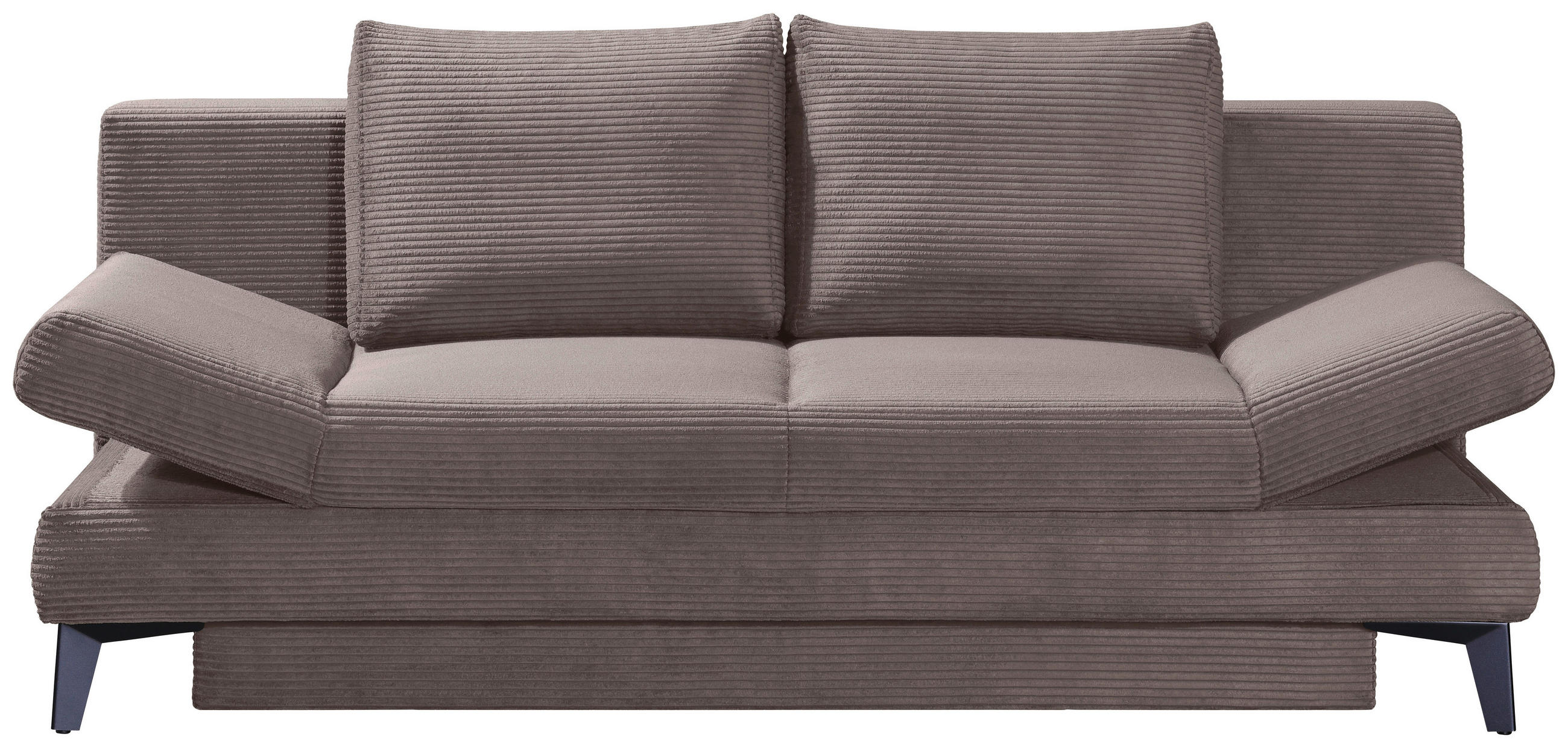 SCHLAFSOFA Cord Taupe  inkl. Bettkasten, Schlaffunktion, Armteilverstellung  - Taupe/Schwarz, Design, Textil/Metall (200/85/90cm) - Novel