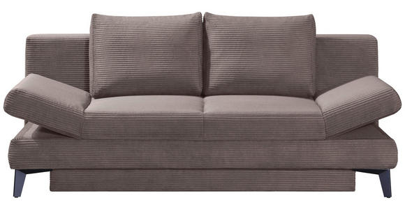SCHLAFSOFA Cord Taupe  inkl. Bettkasten, Schlaffunktion, Armteilverstellung  - Taupe/Schwarz, Design, Textil/Metall (200/85/90cm) - Novel