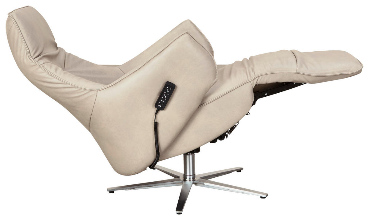 RELAXSESSEL Echtleder Relaxfunktion, Fußteilverstellung    - Edelstahlfarben/Creme, Design, Leder/Metall (70/120/88cm) - Himolla