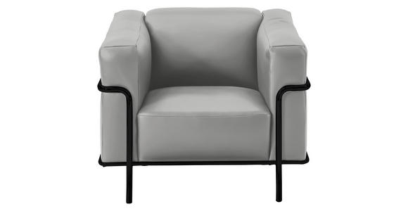 SESSEL in Echtleder Hellgrau - Hellgrau/Schwarz, Design, Leder/Metall (91/67/96cm) - Johann Jakob