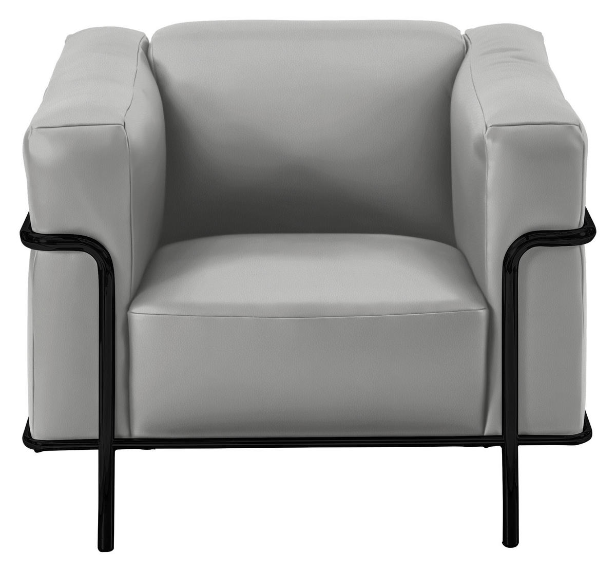 SESSEL in Echtleder Hellgrau  - Hellgrau/Schwarz, Design, Leder/Metall (91/67/96cm) - Johann Jakob
