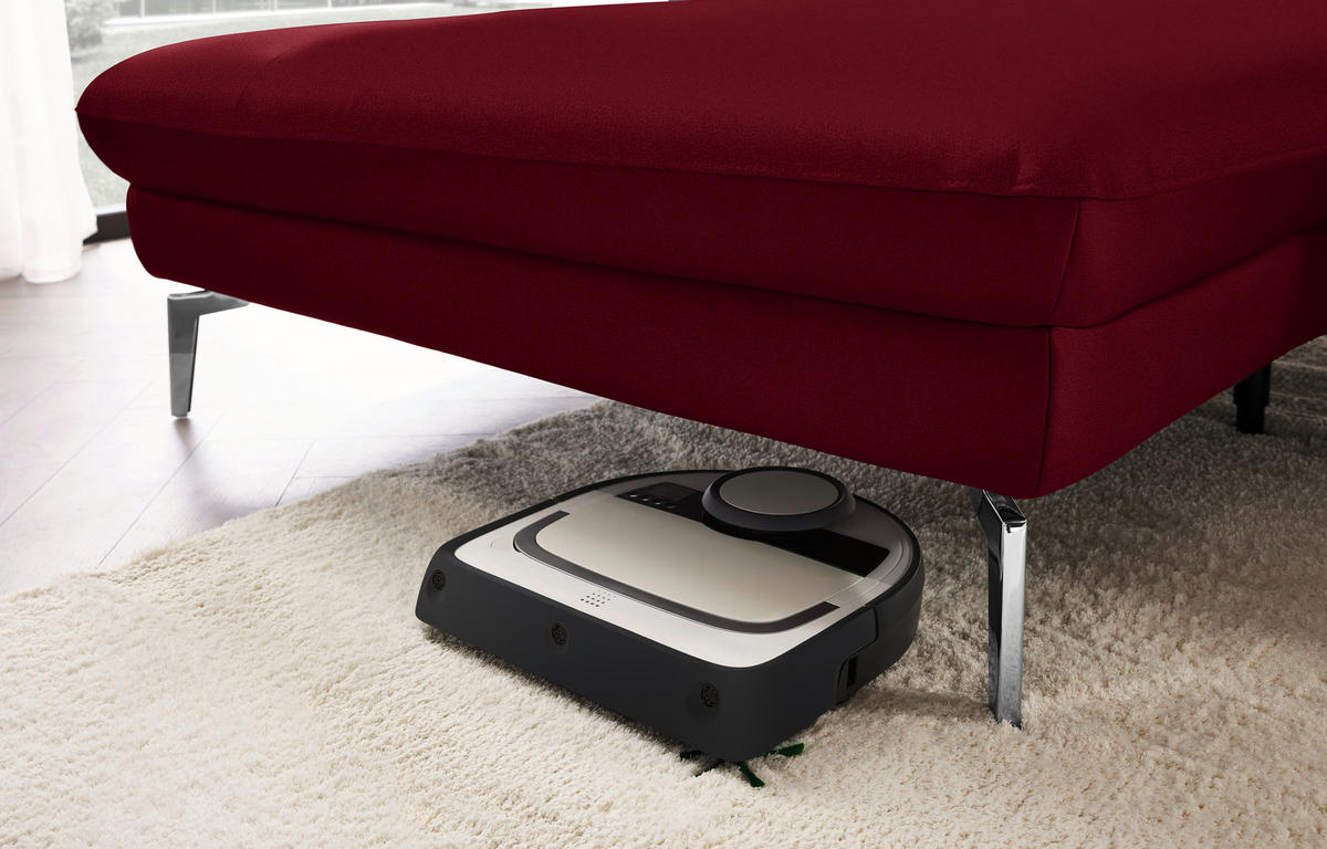 ECKSOFA in Echtleder Dunkelrot  - Schwarz/Dunkelrot, Design, Leder/Metall (157/325cm) - Dieter Knoll
