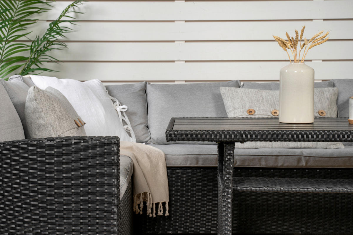 DINING-LOUNGESET  - Schwarz, KONVENTIONELL, Kunststoff (173/227cm) - Gardenson