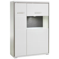VYSOKÁ KOMODA, šedá, barvy stříbra, bílá, 94/137/38 cm - bílá/šedá, Design, kov/kompozitní dřevo (94/137/38cm) - Livetastic