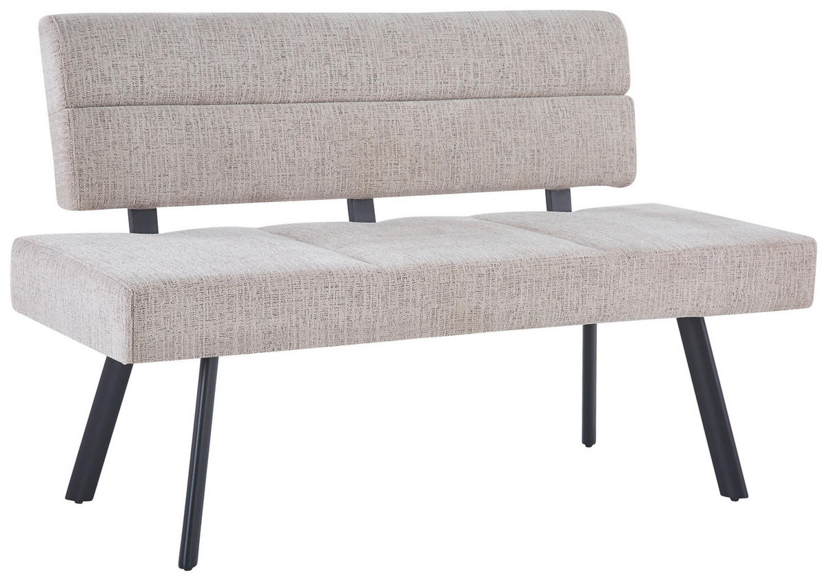 SITZBANK 140/88/62 cm Leinenoptik Beige  - Beige/Schwarz, KONVENTIONELL, Textil/Metall (140/88/62cm) - MID.YOU