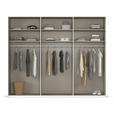SCHWEBETÜRENSCHRANK 270/223/68 cm 3-türig Eichefarben, Chromfarben, Hellgrau  - Chromfarben/Eichefarben, Design, Glas/Holz (270/223/68cm) - Novel