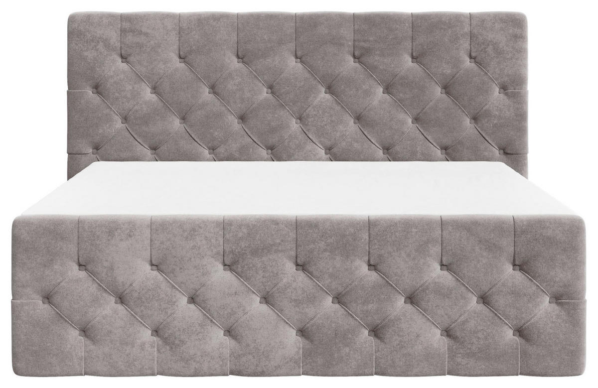 BOXBETT 140/200 cm,  in Taupe, Bettkasten, Topper, H2 + H3 = mittel + fest  - Taupe/Schwarz, MODERN, Holz/Kunststoff (140/200cm) - MID.YOU