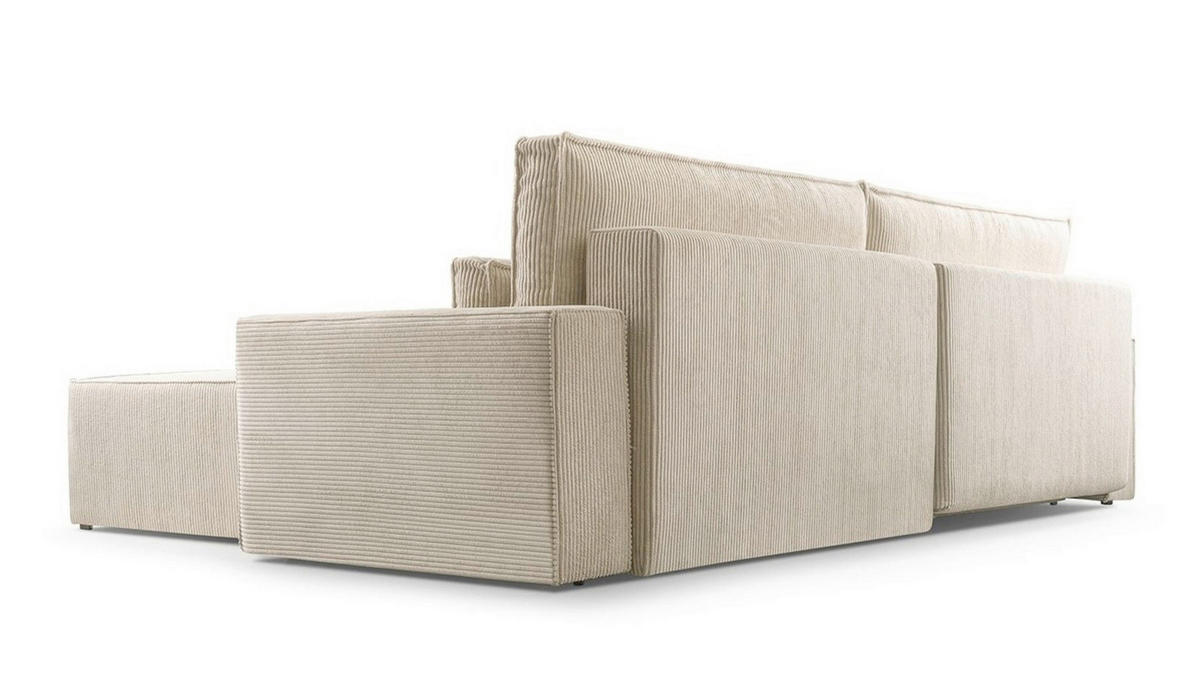 ECKSOFA BRAZIL L Hellbraun Rückenkissen, Schlaffunktion, Rücken echt, Stauraum  - Hellbraun/Schwarz, Design, Kunststoff/Textil (290/200cm) - MID.YOU