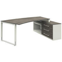 ECKSCHREIBTISCH  in Weiß, Graphitfarben  - Alufarben/Graphitfarben, Design, Holzwerkstoff/Metall (160/200cm) - Moderano