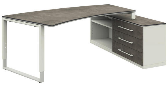 ECKSCHREIBTISCH  Graphitfarben, Weiß höhenverstellbar, in verschiedenen Holz-Dekoren erhältlich  - Alufarben/Graphitfarben, Design, Holzwerkstoff/Metall (160/200cm) - Moderano