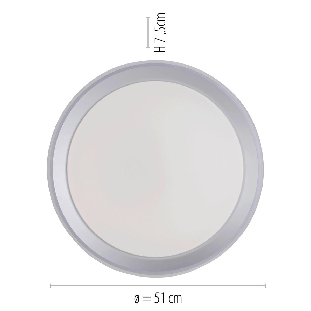 LED-DECKENLEUCHTE Lola Smart  Smart 51/51/7,5 cm   - Silberfarben/Weiß, Design, Kunststoff/Metall (51/51/7,5cm)