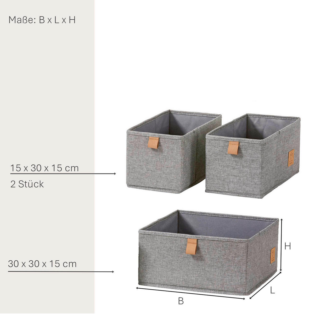 AUFBEWAHRUNGSBOXEN-SET Premium  - Grau, Basics, Karton/Textil - Store It
