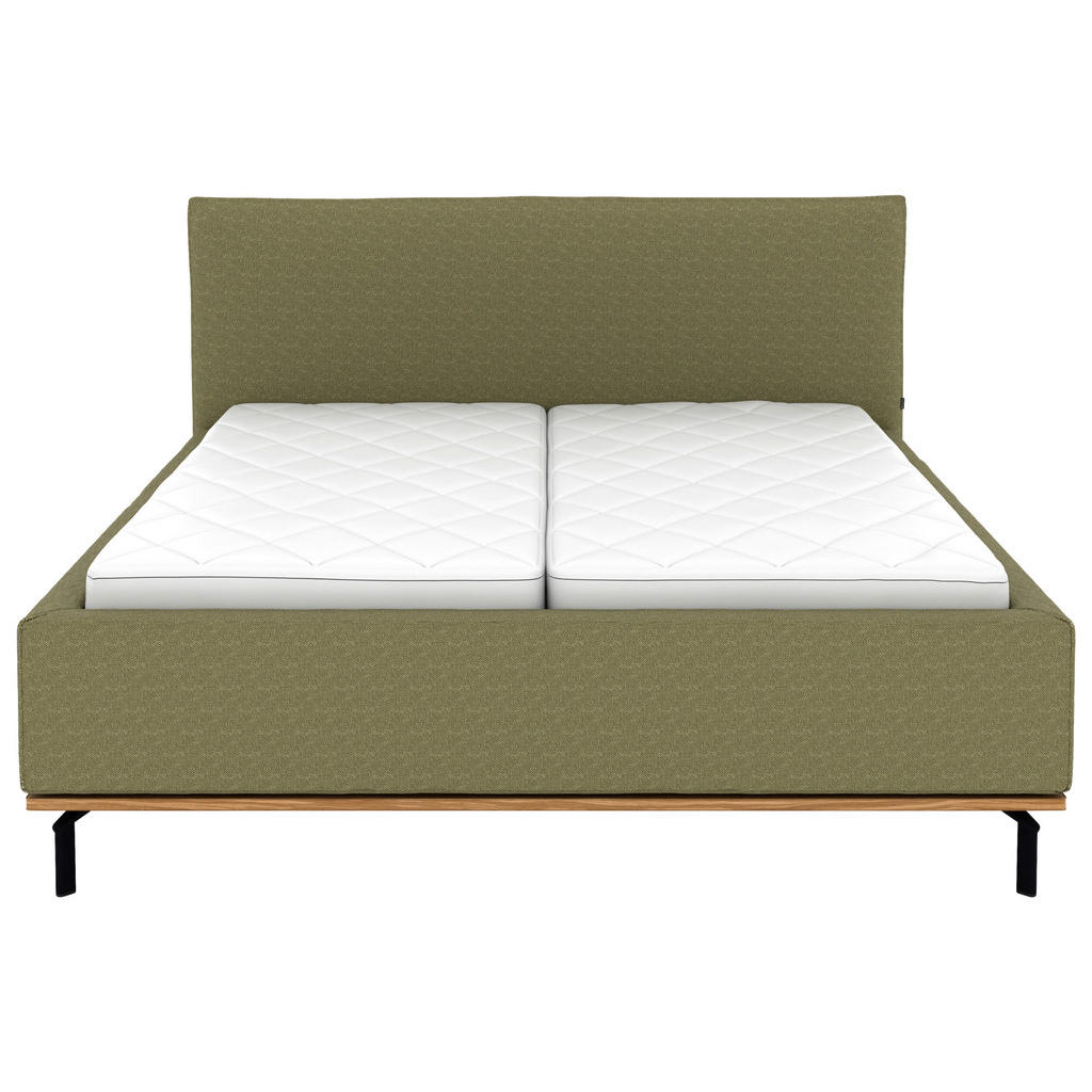 Thumbnail - Musterring Polsterbett, Olivgrün, Textil, Birke, Buche, massiv, H3, Höhe ca. 20 cm, 180x200 cm, Reach, atmungsaktiv,Bett...