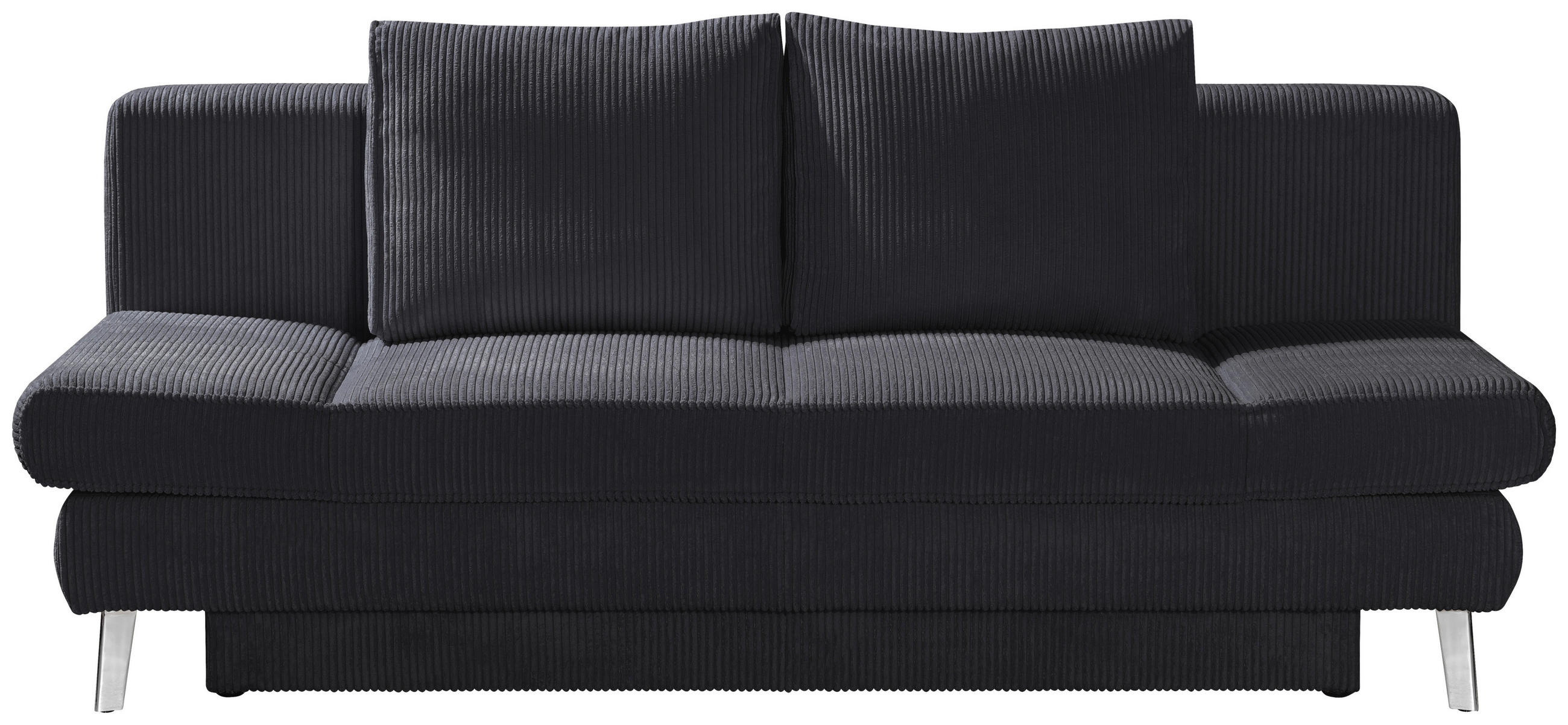 SCHLAFSOFA in Cord Dunkelgrau  - Chromfarben/Dunkelgrau, Design, Textil/Metall (200/85/90cm) - Xora
