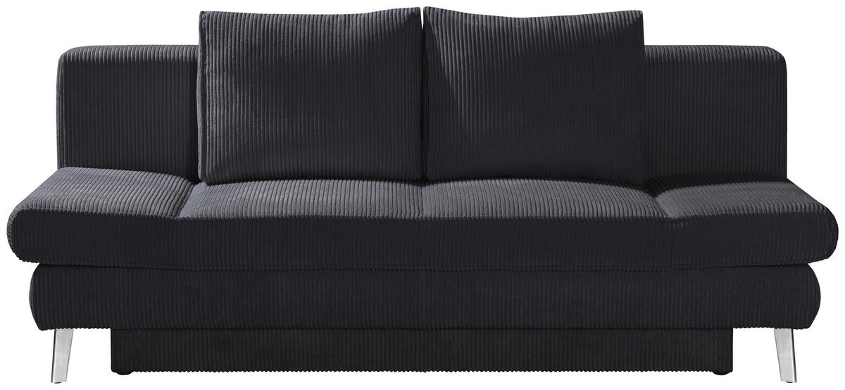 SCHLAFSOFA in Cord Dunkelgrau  - Chromfarben/Dunkelgrau, Design, Textil/Metall (200/85/90cm) - Xora
