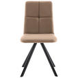 STUHL  in Eisen Lederlook, Mikrofaser Metall, Textil  - Beige/Schwarz, MODERN, Textil/Metall (47/92/60cm) - Cantus