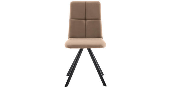 STUHL in Eisen Lederlook, Mikrofaser Metall, Textil - Beige/Schwarz, MODERN, Textil/Metall (47/92/60cm) - Cantus