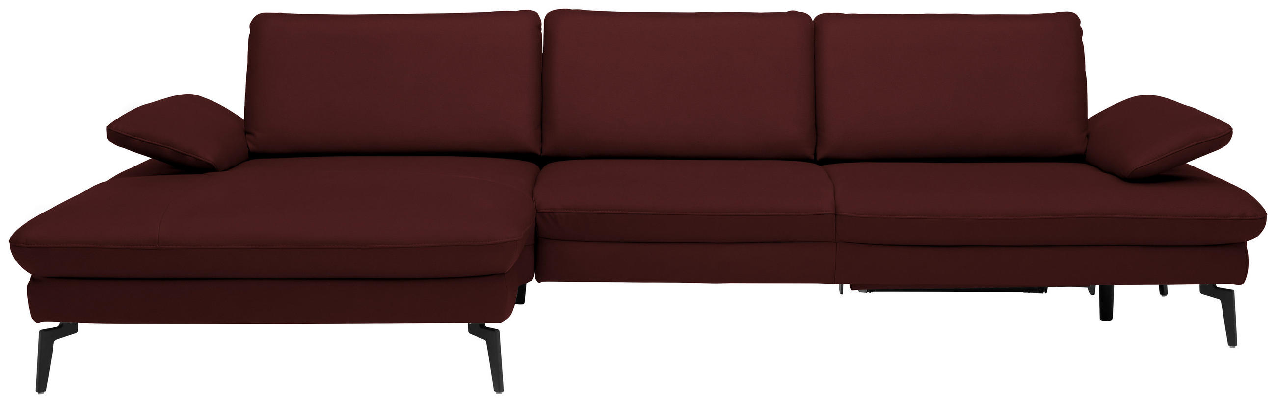 ECKSOFA in Echtleder Beere  157/325 cm  - Beere/Schwarz, Design, Leder/Metall (157/325cm) - Dieter Knoll