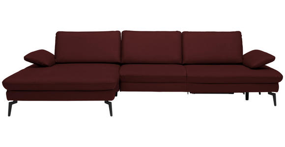 ECKSOFA in Echtleder Beere  - Beere/Schwarz, Design, Leder/Metall (157/325cm) - Dieter Knoll