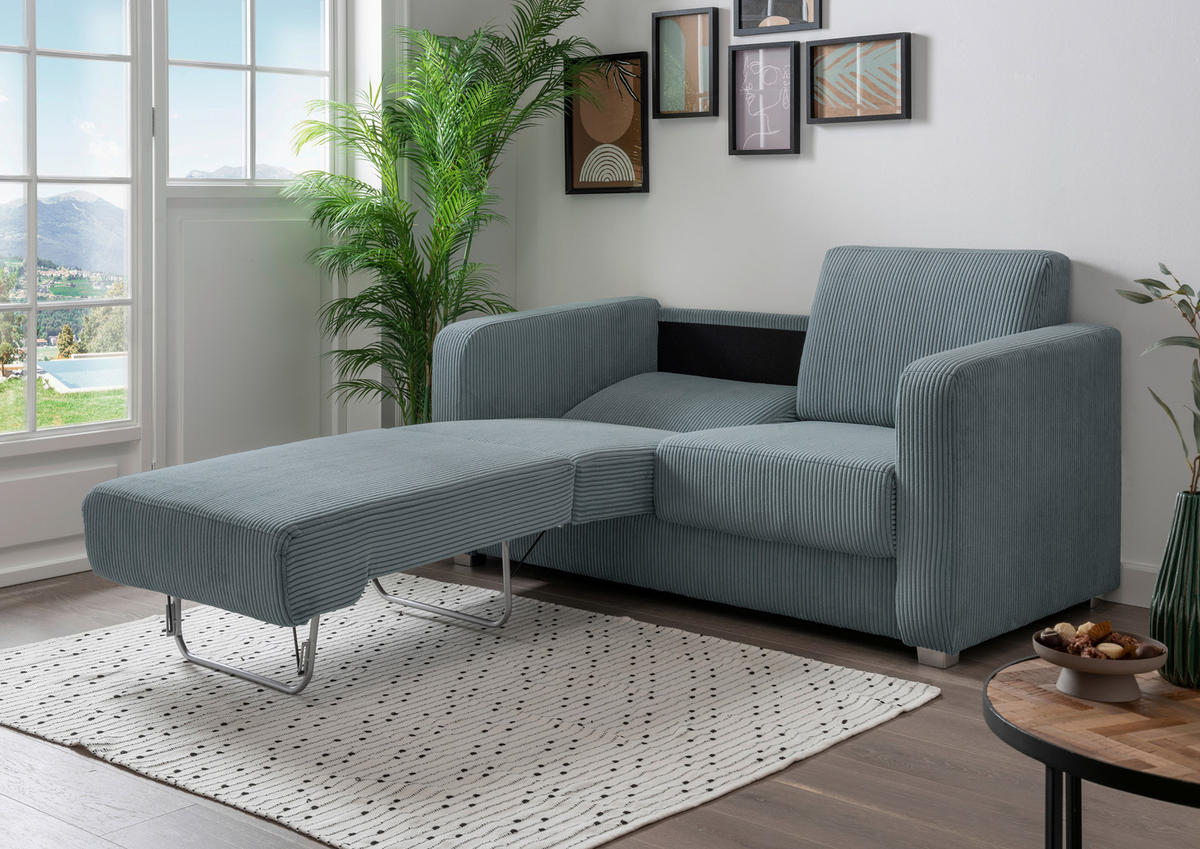 SCHLAFSOFA in Cord Petrol  - Chromfarben/Petrol, Basics, Kunststoff/Textil (159/88/87cm) - Livetastic