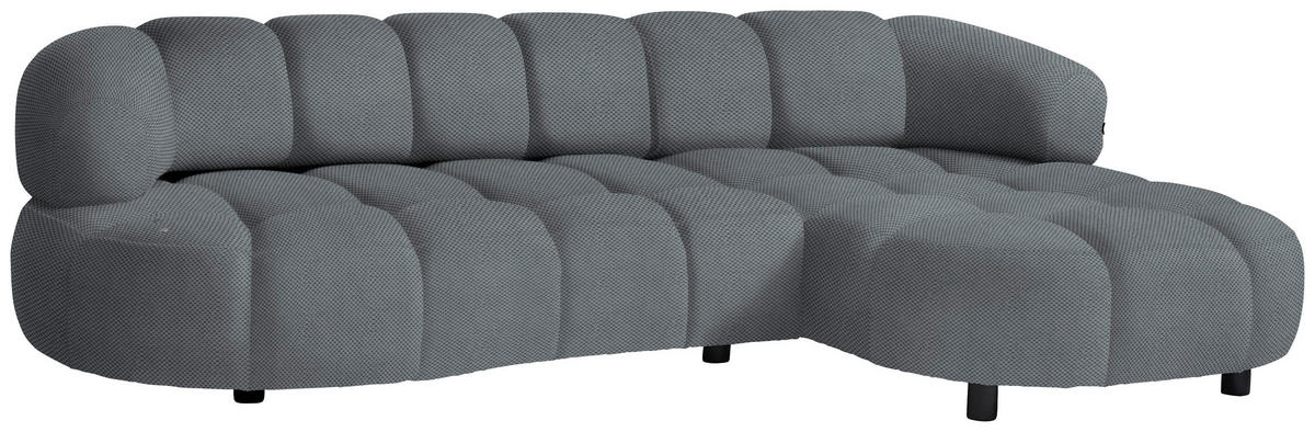 ECKSOFA in Webstoff Grau  284/183 cm  - Schwarz/Grau, Design, Holz/Textil (284/183cm) - Welnova