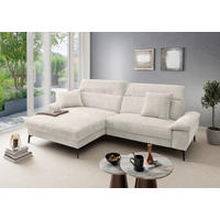 ECKSOFA Struktur Creme  - Creme/Schwarz, Konventionell, Textil/Metall (178/300cm) - Livetastic