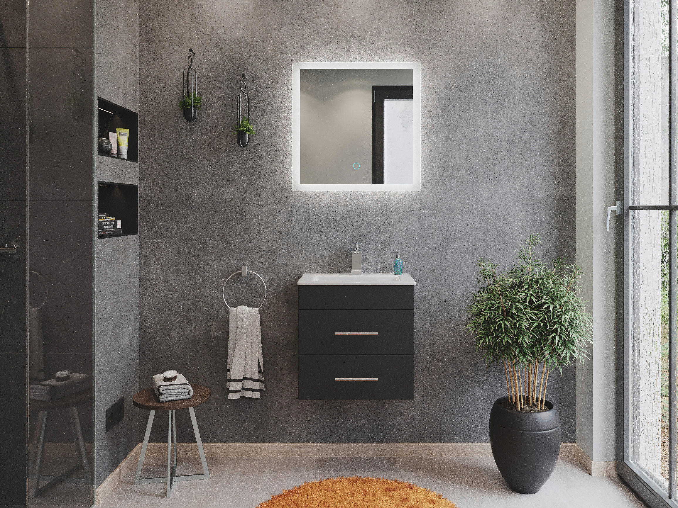 BADEZIMMER  in 50 cm  - Silberfarben/Graphitfarben, MODERN, Keramik/Holzwerkstoff (50cm) - MID.YOU
