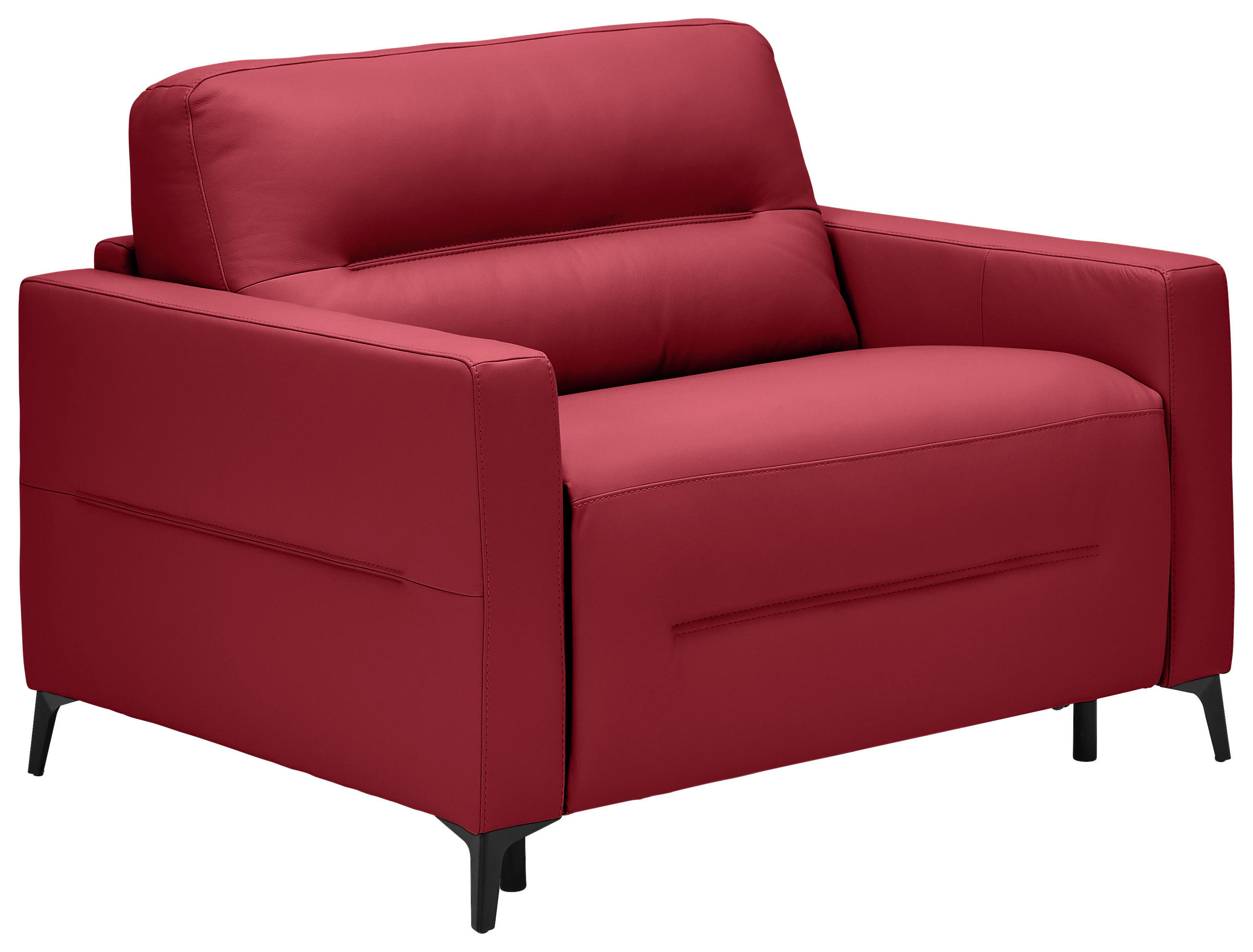 SCHLAFSESSEL Echtleder Rot    - Rot/Schwarz, Design, Leder/Metall (115/89/97cm) - Novel