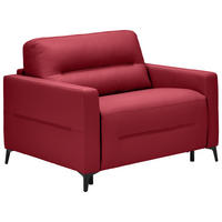 SCHLAFSESSEL Echtleder Rot    - Rot/Schwarz, Design, Leder/Metall (115/89/97cm) - Novel