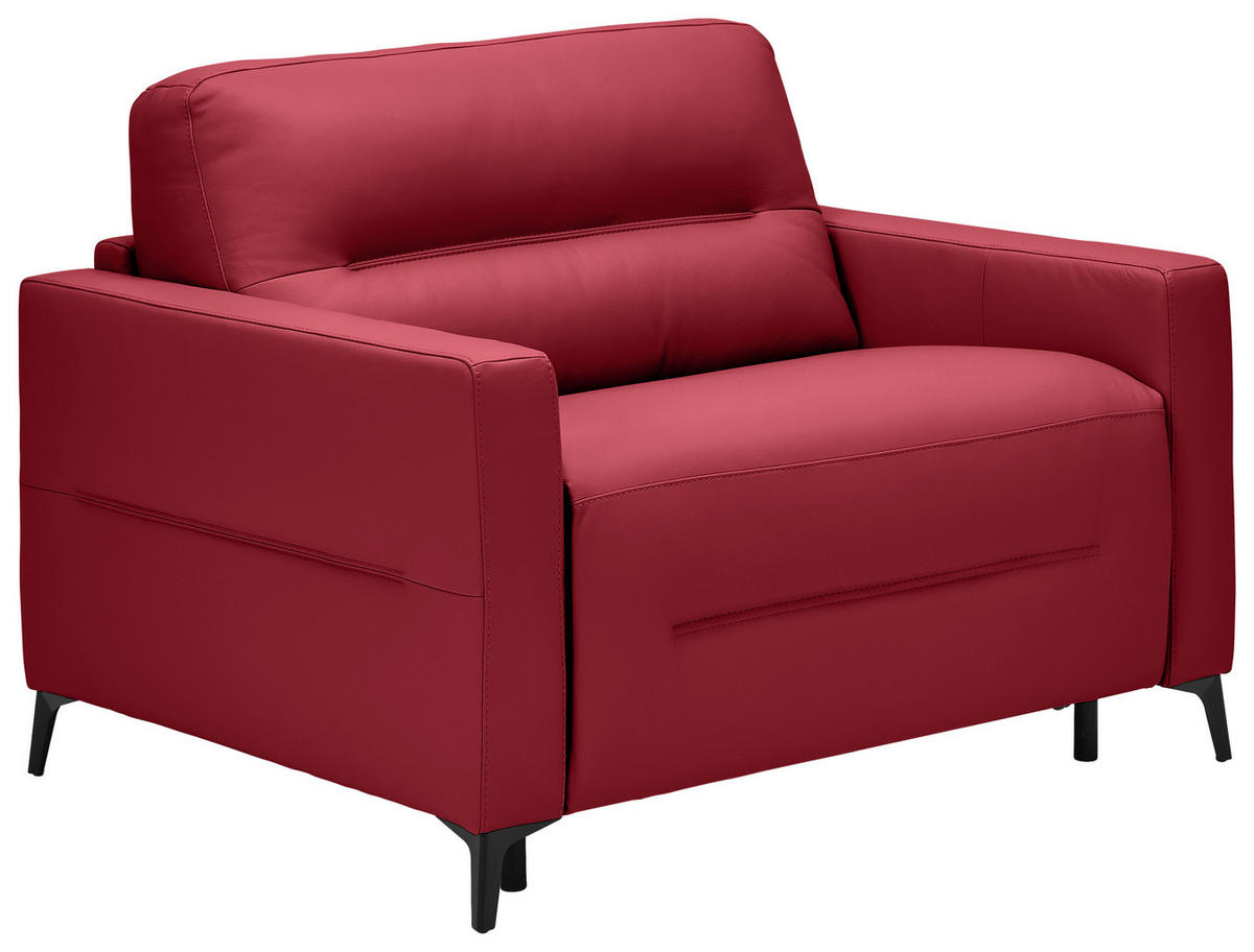 SCHLAFSESSEL Echtleder Rot    - Rot/Schwarz, Design, Leder/Metall (115/89/97cm) - Novel
