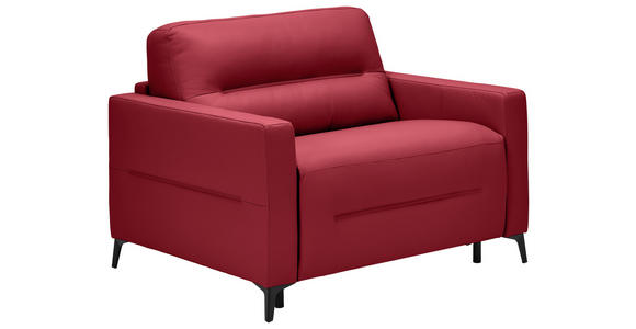 SCHLAFSESSEL  in Echtleder Rot  - Rot/Schwarz, Design, Leder/Metall (115/89/97cm) - Novel