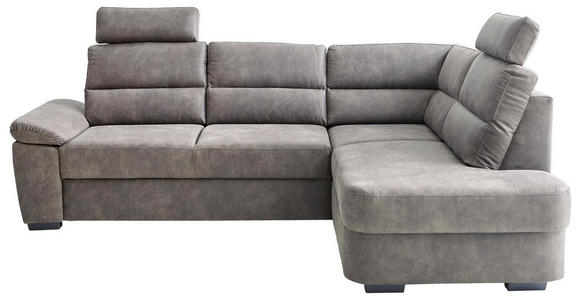 WOHNLANDSCHAFT inkl.Funktionen Grau Lederlook - Dunkelbraun/Grau, KONVENTIONELL, Kunststoff/Textil (251/193cm) - Cantus