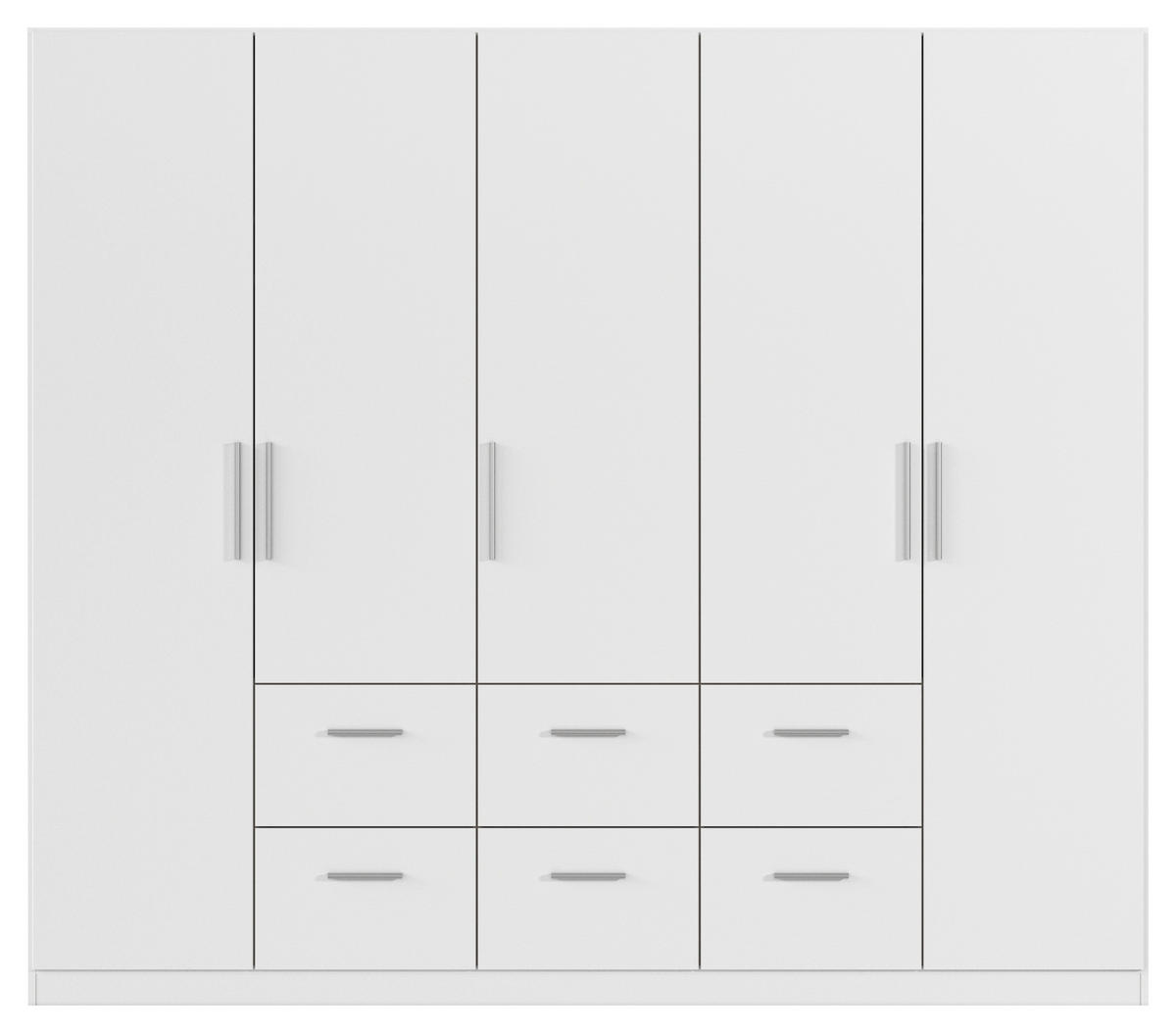DREHTÜRENSCHRANK 226/197/54 cm,  in Weiß, 5-türig  - Alufarben/Weiß, KONVENTIONELL, Holzwerkstoff/Kunststoff (226/197/54cm) - home24
