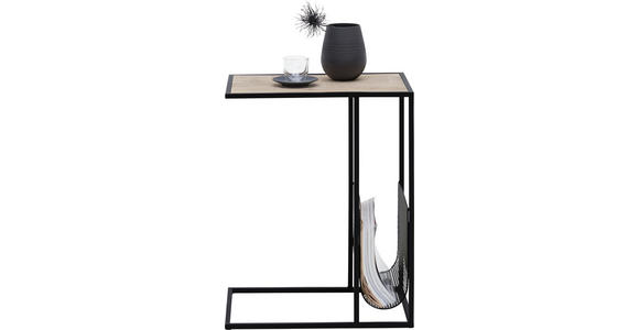 BEISTELLTISCH 48/32/60 cm Schwarz, Eichefarben rechteckig - Eichefarben/Schwarz, Trend, Holzwerkstoff/Metall (48/32/60cm) - Carryhome