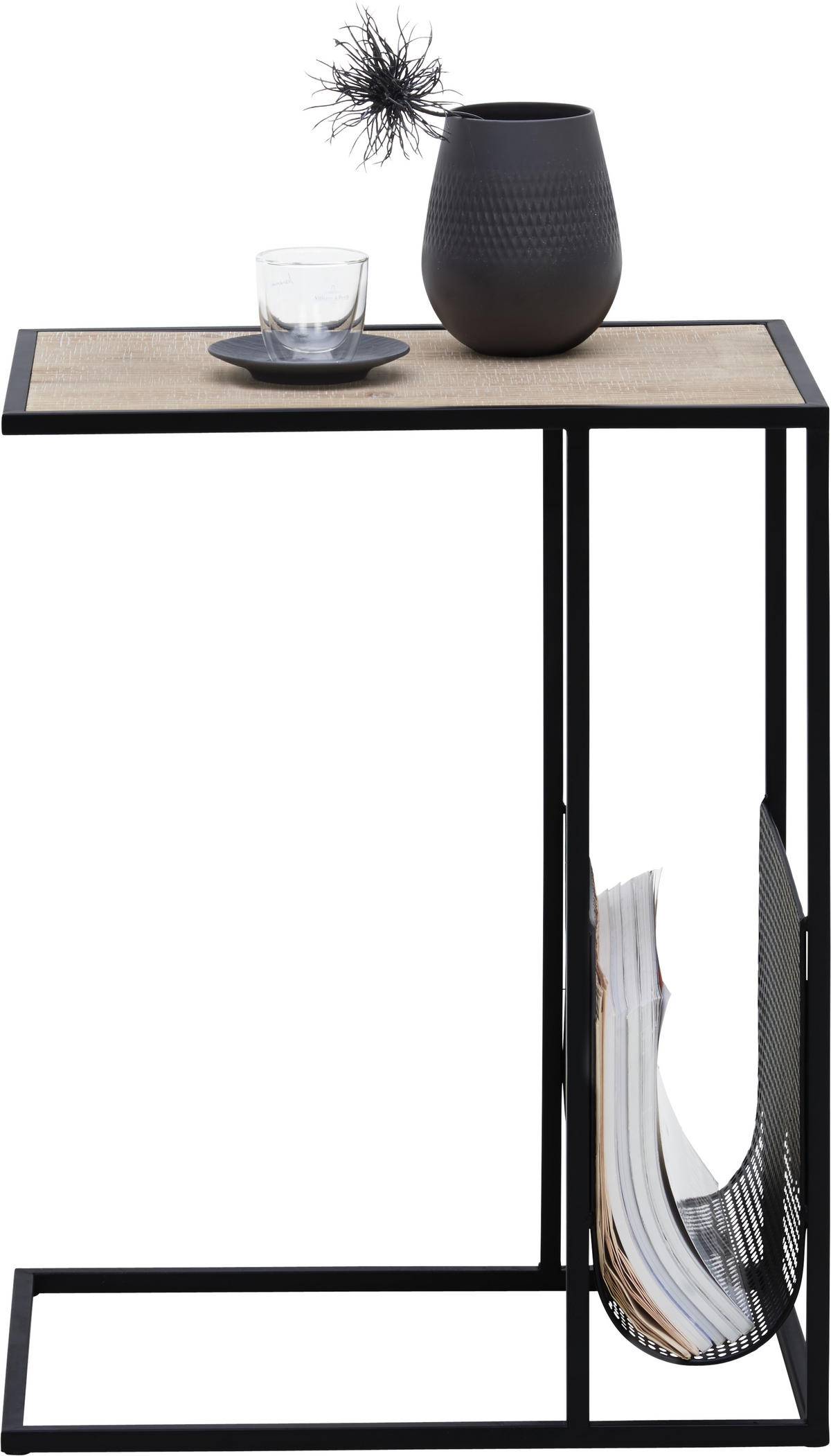 BEISTELLTISCH 48/32/60 cm Schwarz, Eichefarben rechteckig  - Eichefarben/Schwarz, Trend, Holzwerkstoff/Metall (48/32/60cm) - Carryhome