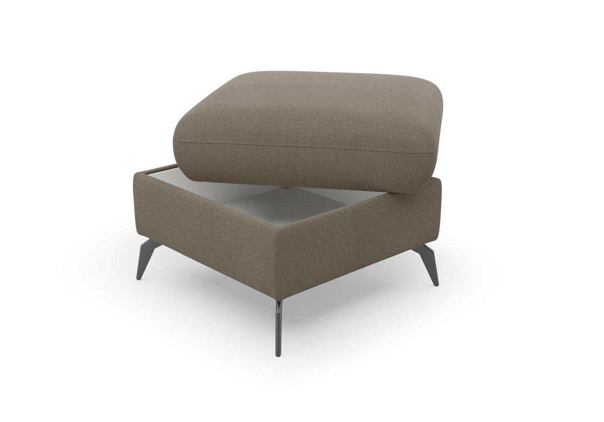 HOCKER Flachgewebe Schlammfarben  - Schlammfarben/Schwarz, KONVENTIONELL, Textil/Metall (58/50/58cm) - Sit & More