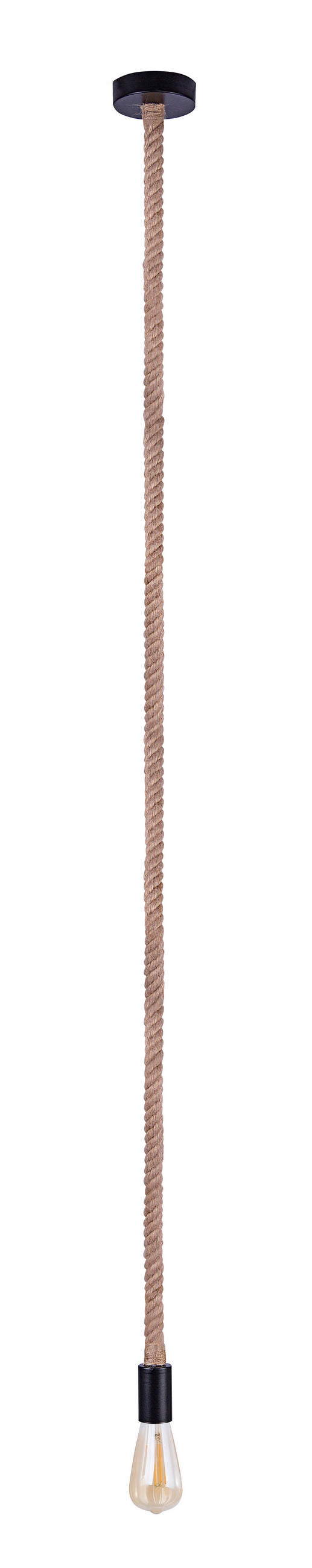 HÄNGELEUCHTE 6/166 cm  - Schwarz/Braun, Natur, Naturmaterialien/Metall (6/166cm) - Globo