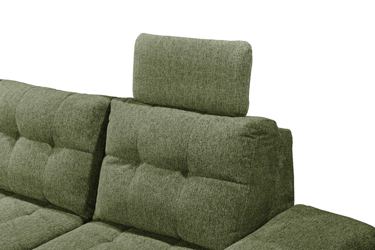 WOHNLANDSCHAFT Olivgrün Webstoff  - Schwarz/Olivgrün, KONVENTIONELL, Kunststoff/Textil (218/324/170cm) - Carryhome