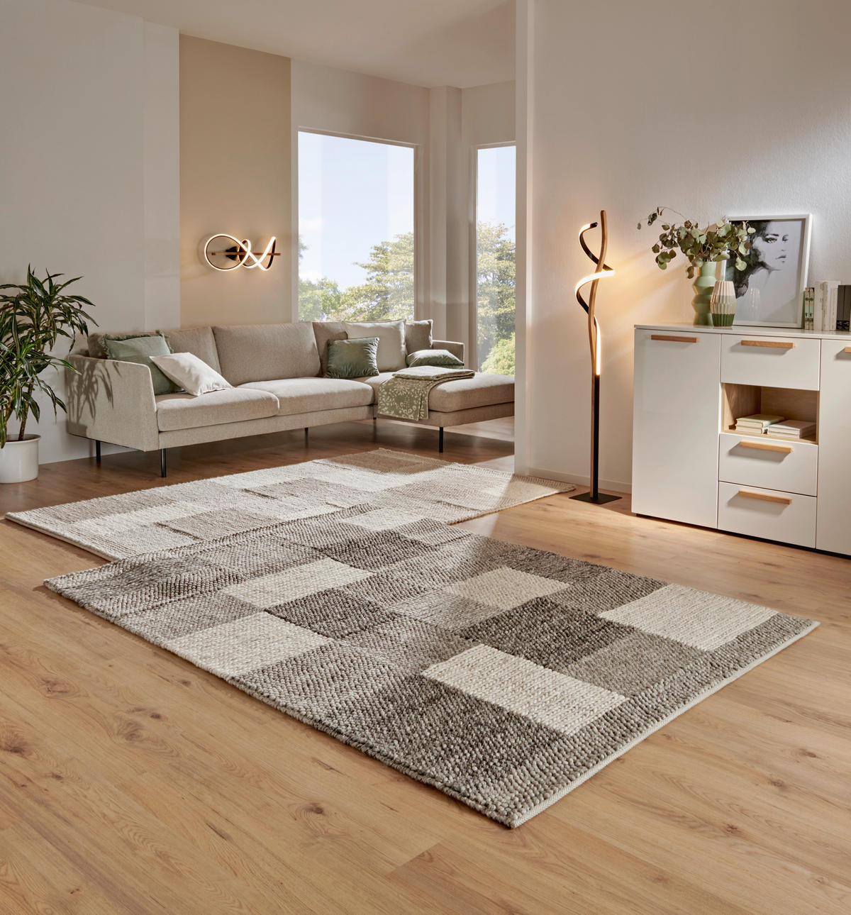 RUČNĚ TKANÝ KOBEREC, 160/230 cm, šedá, tmavě šedá - šedá/tmavě šedá, Natur, textil (160/230cm) - Linea Natura