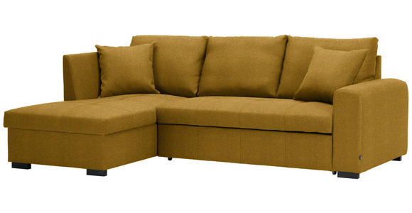 ECKSOFA inkl.Funktionen Dunkelgelb Webstoff  - Dunkelgelb/Schwarz, Design, Kunststoff/Textil (158/238cm) - Xora