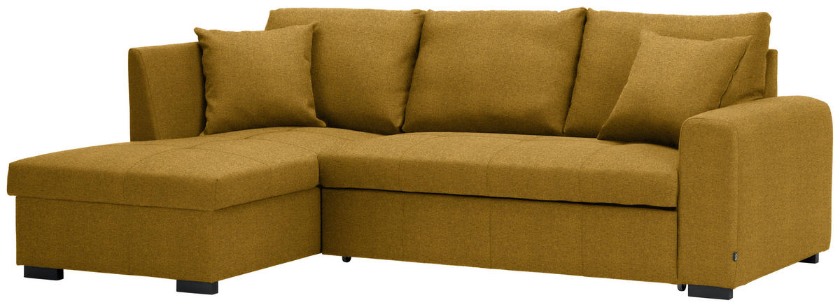 ECKSOFA inkl.Funktionen Dunkelgelb Webstoff  - Dunkelgelb/Schwarz, Design, Kunststoff/Textil (158/238cm) - Xora
