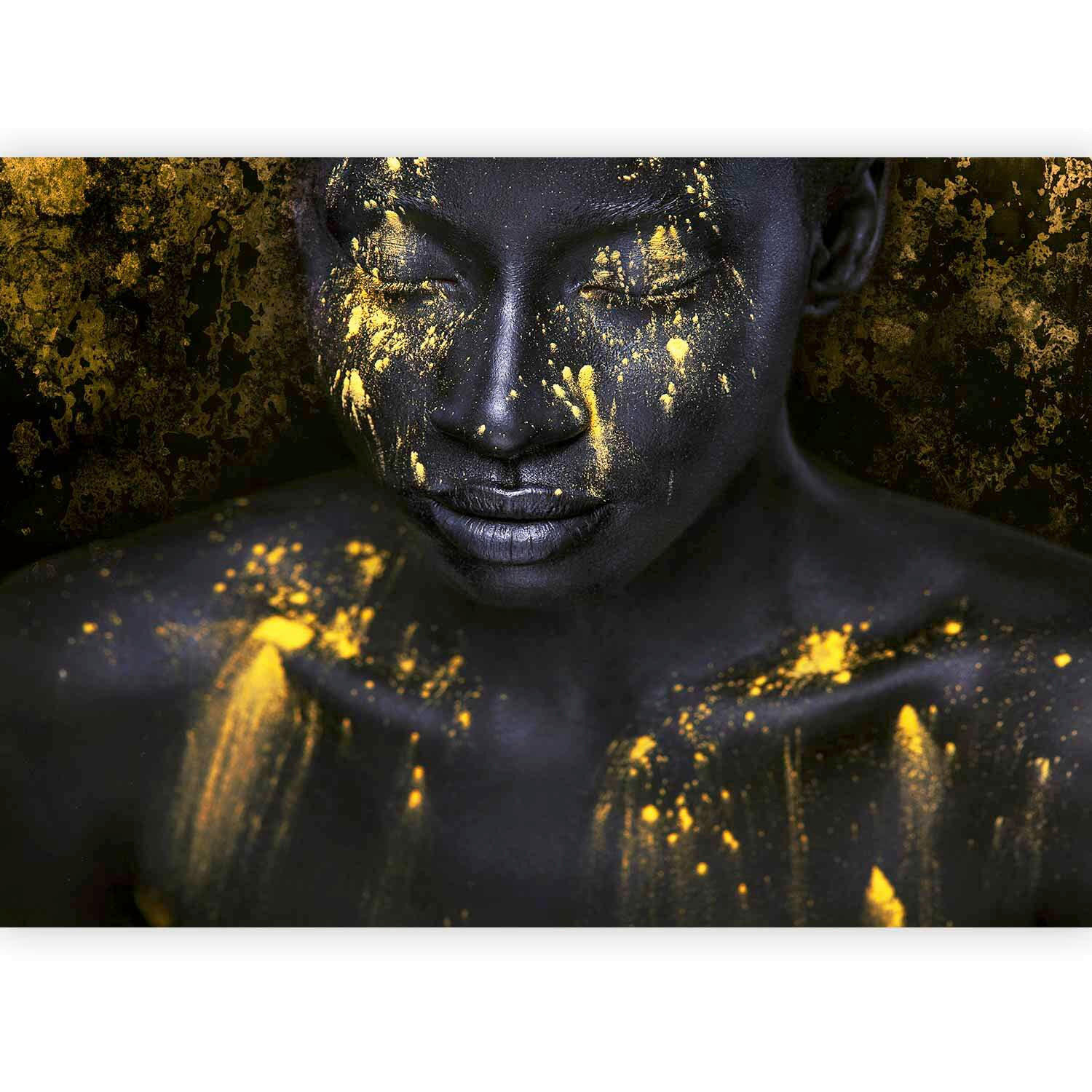 FOTOTAPET 250/175 cm  - svart/gul, Basics, textil (250/175cm) - artgeist