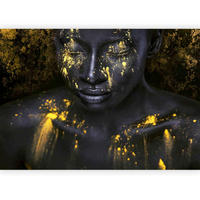 FOTOTAPET 400/280 cm  - svart/gul, Basics, textil (400/280cm) - artgeist