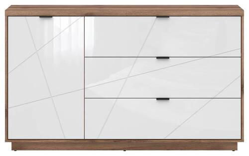 Thumbnail - Xxxl Sideboard, Eiche, Weiß Hochglanz, Holzwerkstoff, 1 Fächer, 3 Schubladen, 156x93x42.5 cm, Wohnzimmer, Kommoden & Sid...