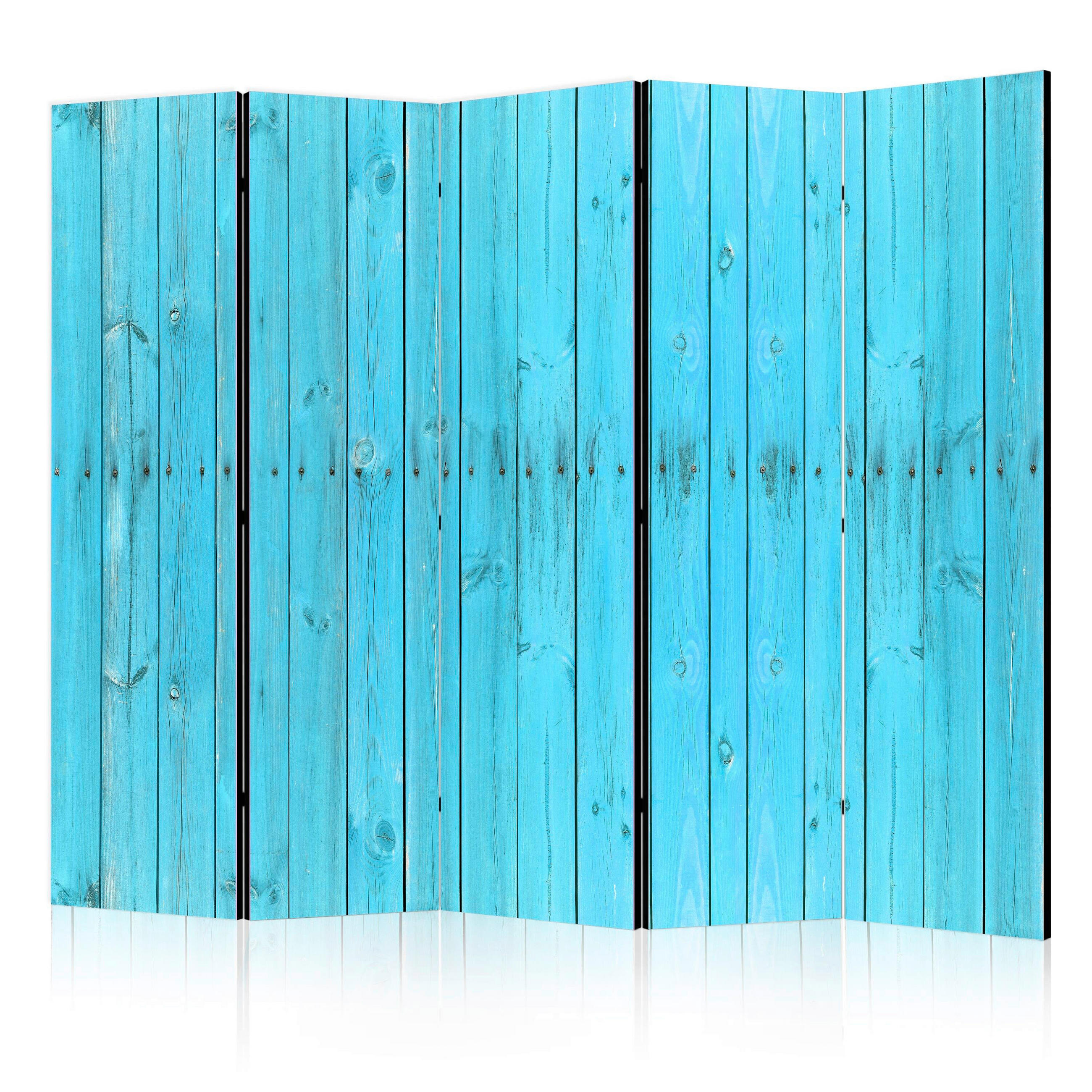 PARAVENT mit 5  Flügel - Hellblau, Basics, Holz/Textil (225/172/3cm) - artgeist