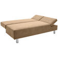 SCHLAFSOFA Flachgewebe Hellbraun  - Chromfarben/Hellbraun, Design, Holz/Textil (205/77-93/99cm) - Novel