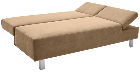 SCHLAFSOFA Flachgewebe Hellbraun - Chromfarben/Hellbraun, Design, Holz/Textil (205/77-93/99cm) - Novel
