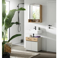 BADEZIMMER 2-teilig  in 60 cm  - Kaschmir/Eichefarben, Trend, Glas/Holzwerkstoff (60cm) - MID.YOU