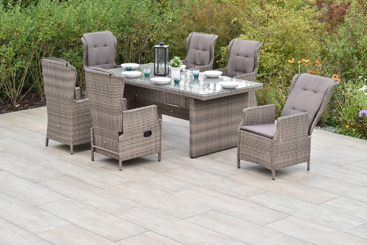 GARTENSET Stahl  - Naturfarben/Grau, MODERN, Kunststoff/Textil - Gardenson